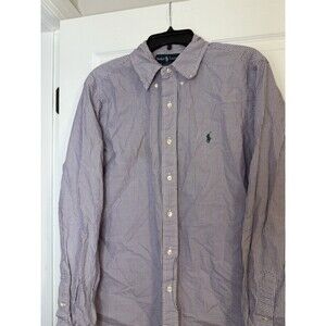 Ralph Lauren Mens 16.5/42 Button Down Custom Fit Dress Shirt Purple